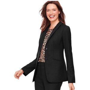 Talbots Vintage Black Stretch Wool Notch Collar Classic Blazer Size 12